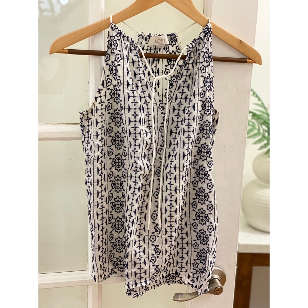 Loft embroidered sleeveless blouse